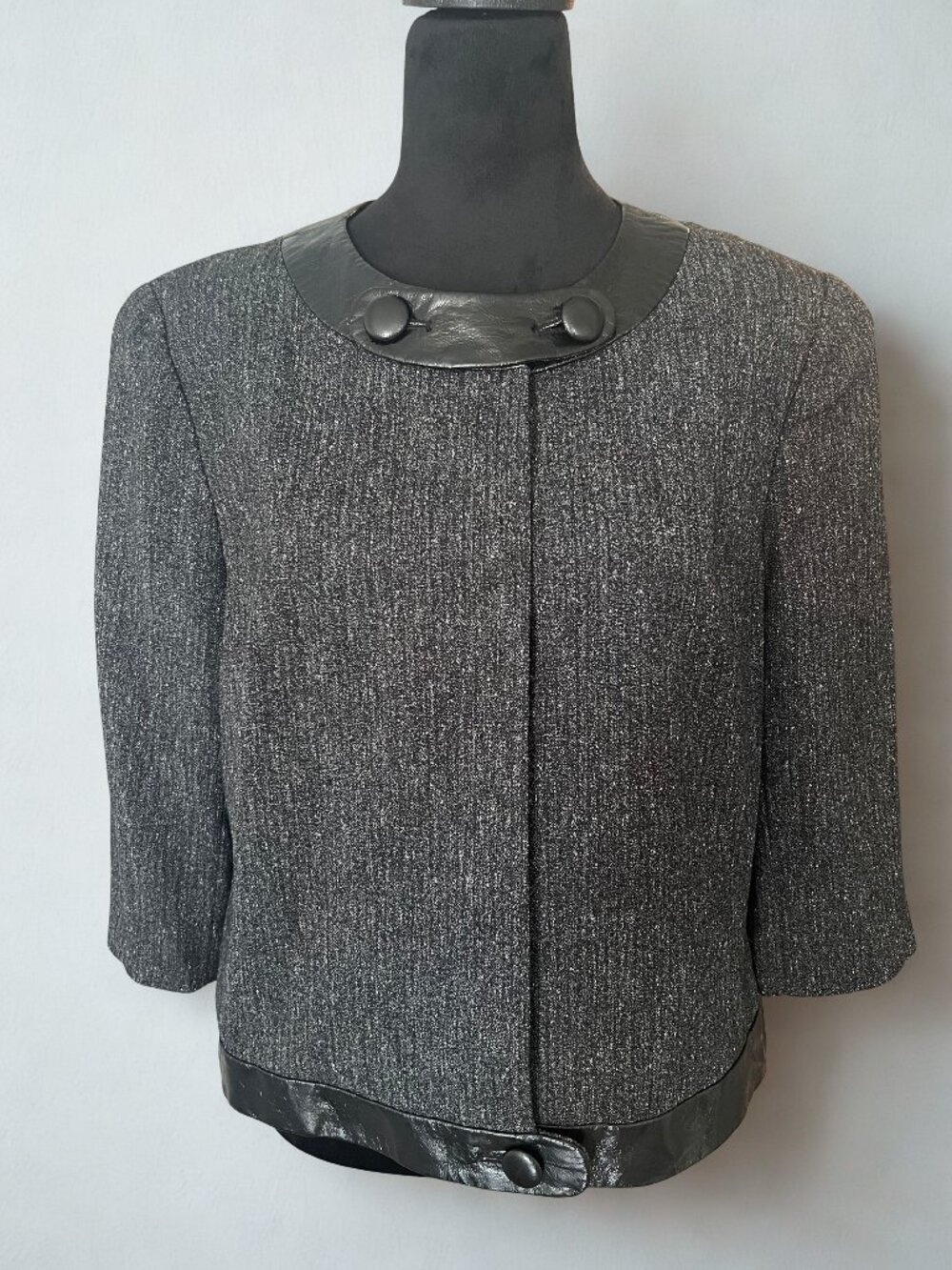 Worthington Black Jacket with Faux Leather Trim